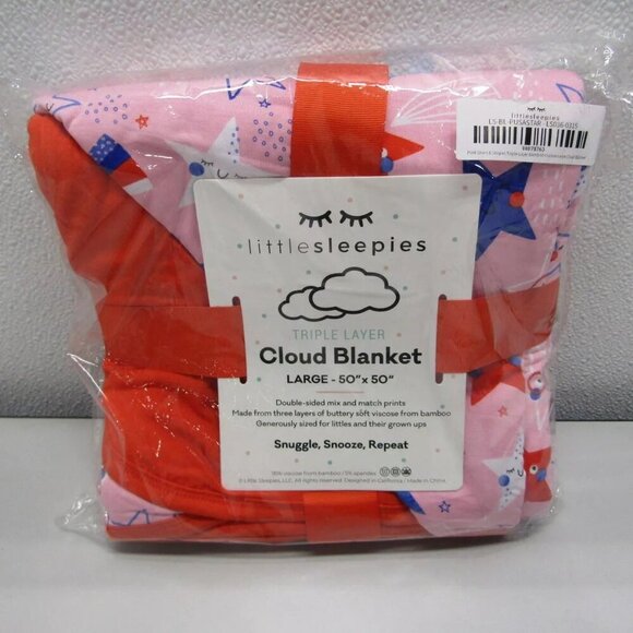 Home By Littlesleepies Bamboo Cloud Blanket Pink Stars & Stripes, 50 x 50 inches - Picture 2 of 5